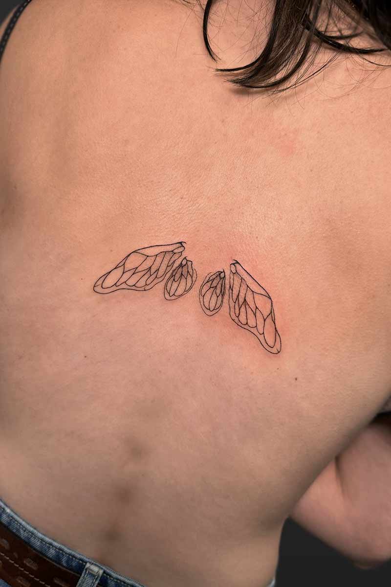 Legacy Tattoo| Walk-in Tattoo| Fineline tattoo of fairy wings