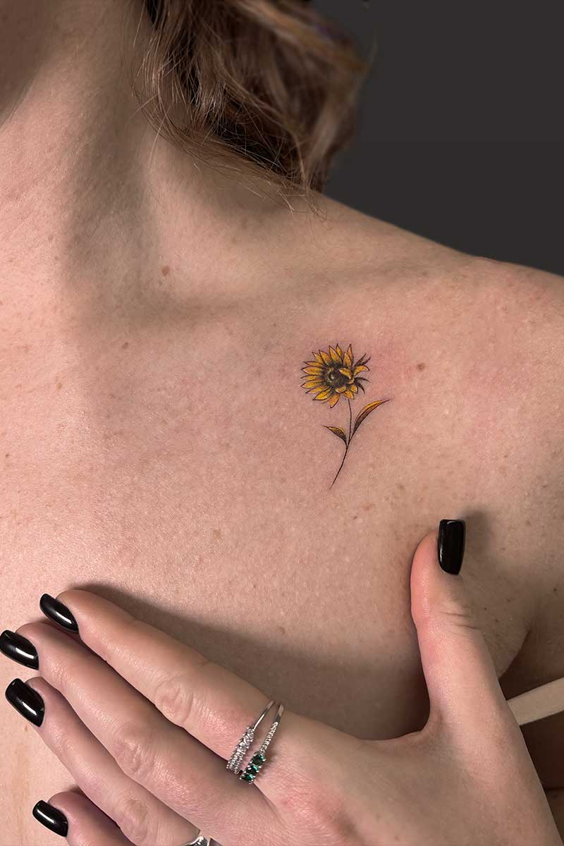 Legacy Tattoo| Microrealism tattoo of a yellow sunflower